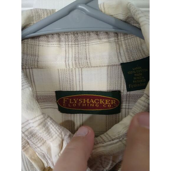 Flyshacker Clothing Men's L Shirt Plaid Collared Button Short Sleeve Pocket - Picture 3 of 9